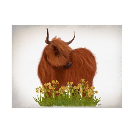Fab Funky 'Highland Cow Daffodil' Canvas Art, 18x24